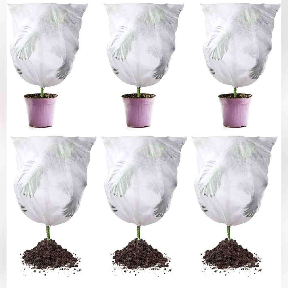 6Pcs Large Winter Drawstring Plant Covers Freeze Frost Protection Bag 39.4"×39.4